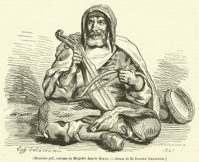 Musicien juif, costume de Mogador dans le Maroc - French School