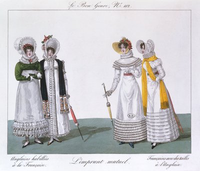 Emprunt mutuel, planche de la série Le Bon Genre, vers 1810 - French School