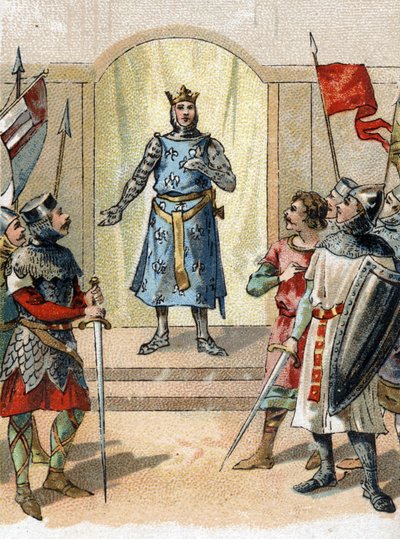 Ma couronne au brave, phrase dite par Philippe Auguste le 27 juillet 1214 aux seigneurs à la veille de la bataille de Bouvines - French School