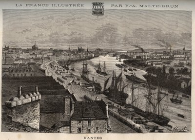 Nantes - Loire-Atlantique - gravure dans « La France illustrée : géographie, histoire, administration statistique » par V.A. Malt-Brown. 1884 - French School