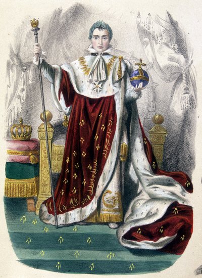 Napoléon 1er en costume de sacre - dans « Histoire de France en estampes », fin XIXe siècle - French School
