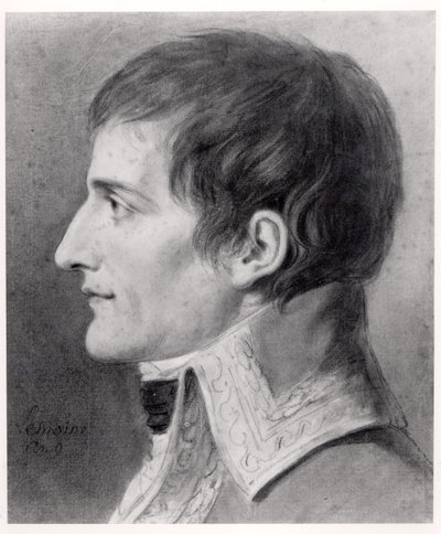 Napoléon Bonaparte (1769-1821) Premier Consul (fusain sur papier) - French School
