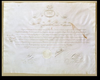Autorisation de Napoléon Bonaparte (1769-1821) pour l