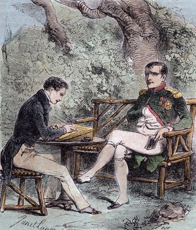 Napoléon à Sainte-Hélène - Napoléon dicte ses mémoires à Emmanuel Pons de Las Cases - De Emmanuel de Las Cases, Napoléon, Mémorial de Sainte-Hélène - French School