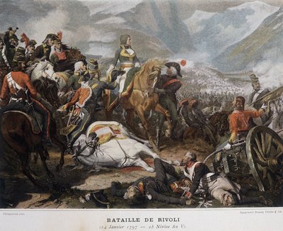 Napoléon à la bataille de Rivoli le 14 janvier - French School