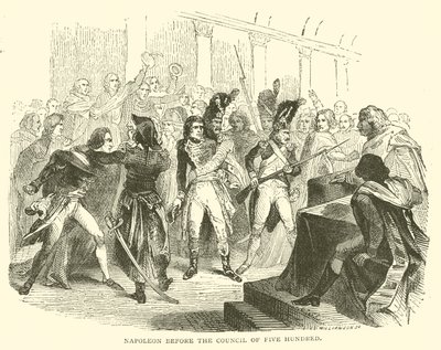 Napoléon devant le conseil des Cinq-Cents (gravure) - French School