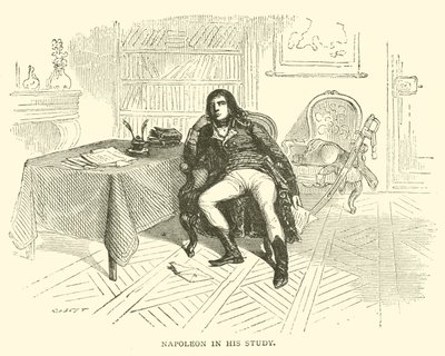 Napoléon dans son étude (gravure) - French School