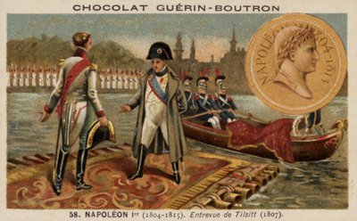 Napoléon rencontre Alexandre Ier de Russie à Tilsit - French School
