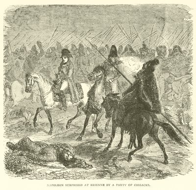 Napoléon surpris à Brienne par un groupe de cosaques - French School