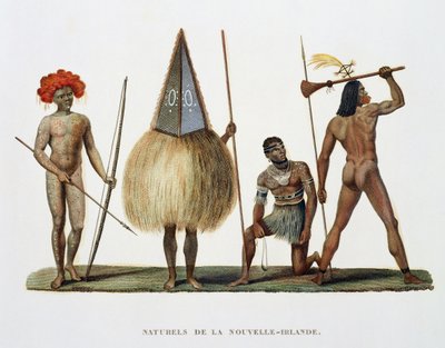 Indigènes de la Nouvelle-Irlande, de Voyage autour du Monde, exécuté par Ordre du Roi sur La Corvette de Sa Majesté, La Coquille pendant les Années 1822, 1823, 1824 et 1825, par Louis Isidore Duperrey (1786-18 - French School