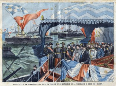 Revue navale de Dunkerque : Tsar Nicolas II (1868-1918), Tsarine Alix de Hesse et du Rhin (ou Alexandra Feodorovna - French School