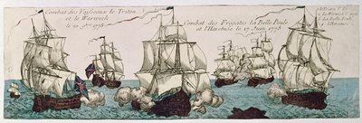 Engagements navals entre les flottes française et anglaise pendant la Révolution américaine en 1778 - French School