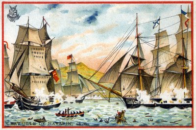 Bataille de Navarin de la Triple Alliance contre la flotte turco-égyptienne le 28 octobre - French School
