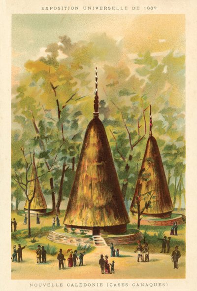 Nouvelle-Calédonie (huttes kanak), Exposition Universelle 1889, Paris - French School