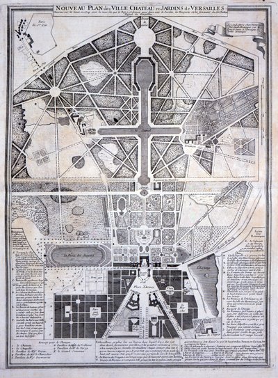 Nouveau Plan de la Ville, Château et Jardins de Versailles, 1714, de Les Plans, Profils et Élévations des Villes et Château de Versailles, publié c.1715 - French School