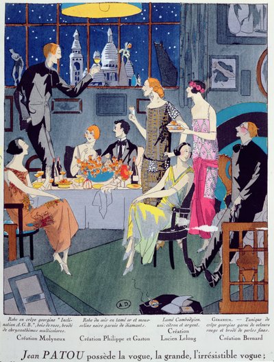 Réveillon du Nouvel An, planche de mode de Art, Goût, Beauté, publiée à Paris, décembre 1923 - French School