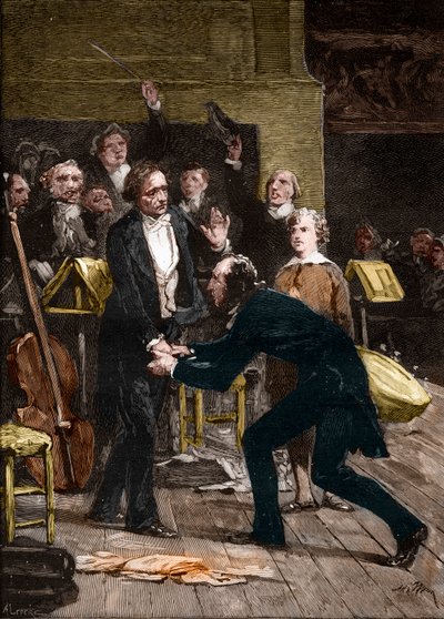 Niccolo Paganini et Hector Berlioz, après une performance fantastique d