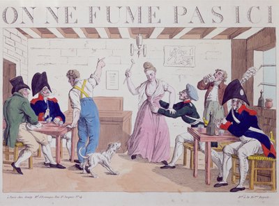 Interdiction de fumer caricature contre la présence des troupes alliées à Paris, 1815 - French School