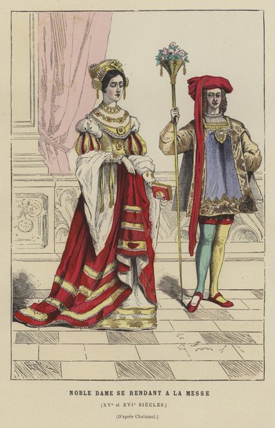 Noble allant à la messe, 15ème ou 16ème siècle - French School