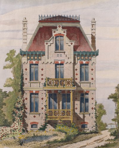 Villa normande à Villers-sur-Mer, Normandie, illustration du Moniteur des architectes, 1883 - French School