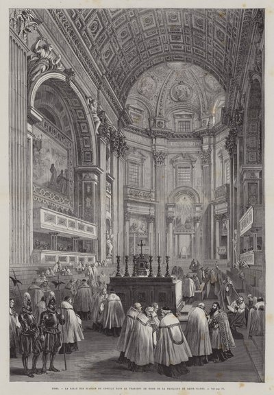 Transept nord de la basilique Saint-Pierre, Cité du Vatican, Rome, Italie (gravure) - French School