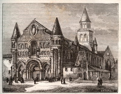 Notre-Dame de Poitiers - gravure dans « La France illustrée : géographie, histoire, administration statistique » par V.A. Malt-Brown. 1884 - French School
