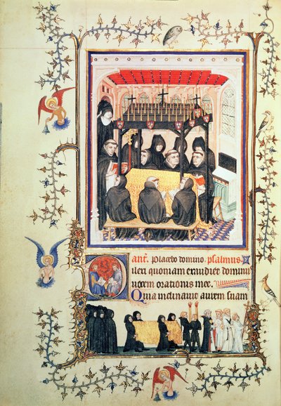 Moines en prière, des Très Belles Heures de Notre-Dame du Duc de Berry, c.1380 - French School