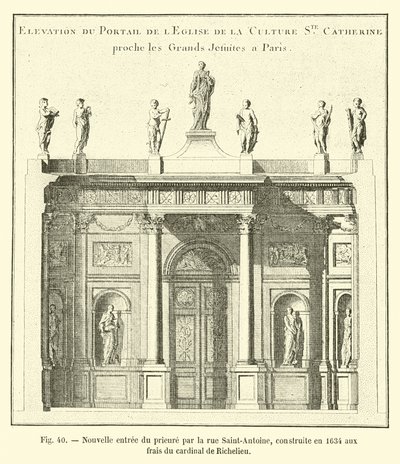 Nouvelle entrée du prieuré par la rue Saint-Antoine, construite en 1634 aux frais du cardinal de Richelieu - French School