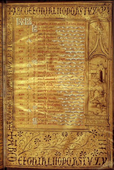 Page de calendrier de novembre : représentation d