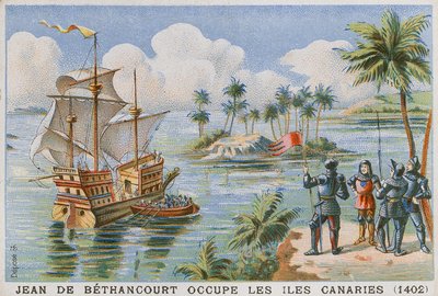 Occupation des îles Canaries par Jean de Béthencourt, 1402 - French School