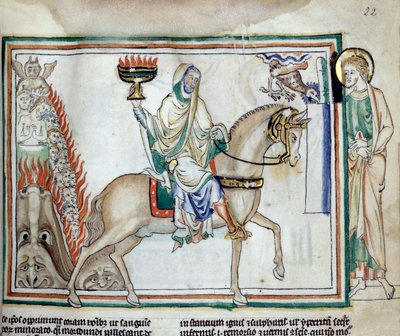 Ouverture du quatrième sceau : La Mort chevauchant le cheval vert. Miniature tirée de « L