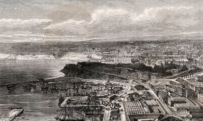 Oran - Algérie - gravure dans «La France illustrée: géographie, histoire, administration statistique» par V.A. Malt-Brown. 1884 - French School