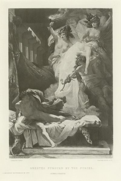 Oreste poursuivi par les Furies (gravure) - French School