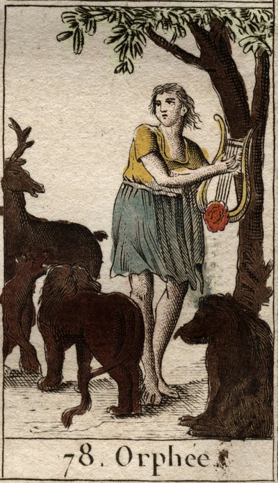 Orphée charme les animaux sauvages en jouant de sa lyre. De « Mythologie de la jeunesse » par Pierre Blanchard 1803 - French School
