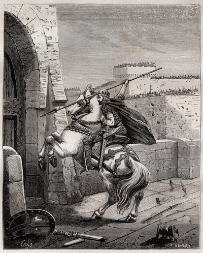 Otton II, empereur du Saint-Empire romain devant Paris - gravure - French School