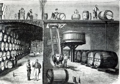Caves et ateliers P. Morel et F. Souzac à Bordeaux, du Monde Illustré, 1864 - French School