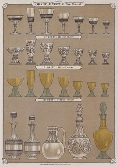 Page du catalogue du Grand Dépôt de Porcelaines, Faïences et Verreries - French School