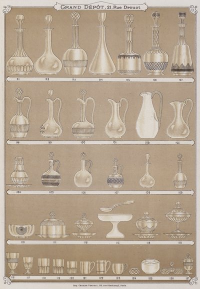 Page du catalogue du Grand Dépôt de Porcelaines, Faïences et Verreries - French School