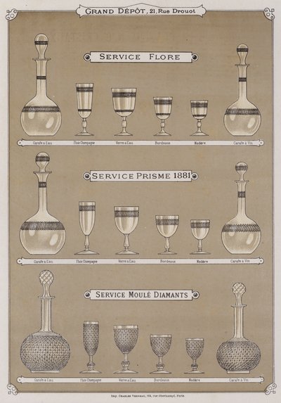 Page du catalogue du Grand Dépôt de Porcelaines, Faïences et Verreries - French School