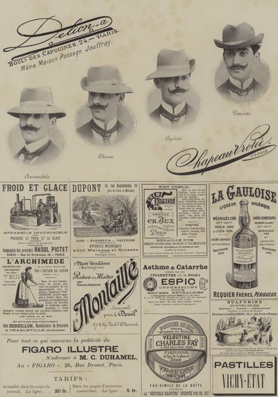 Page de publicités de Le Figaro Illustré, décembre 1897 - French School