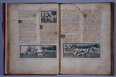 Pages 57 et 58, du Livre du Roy Modus et de la Reine Racio, par Henri de Ferrières, c.1420 - French School