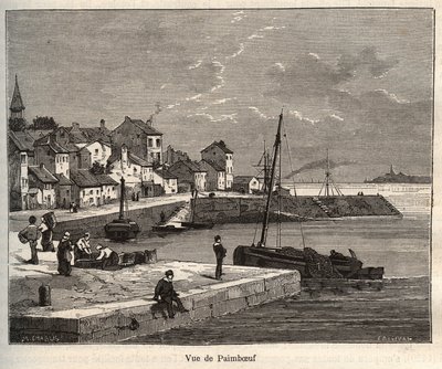 Paimboeuf - Loire-Atlantique, dans la région Pays de la Loire - gravure dans « La France illustrée : géographie, histoire, administration statistique » par V.-A. Malt-Brown. 1884 - French School