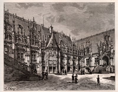Palais de justice de Rouen ancien parlement de Normandie - gravure dans «France illustrée: géographie, histoire, administration statistique» par V.A. Malt-Brown. 1884 - French School