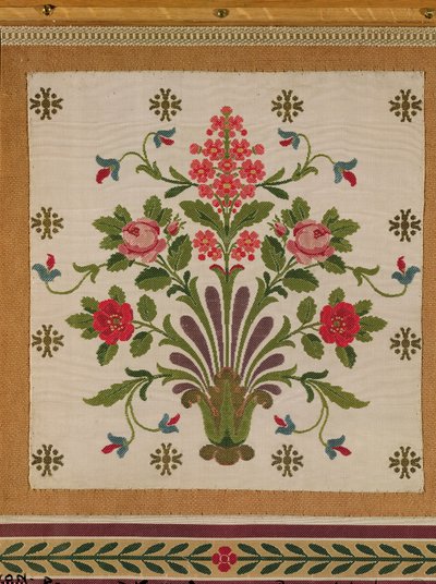 Panneau de soie avec un bouquet de fleurs de Pernon, Lyon - French School