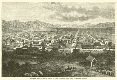 Panorama de la ville du grand lac Salé (cité des Saints) - French School