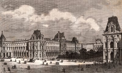 Paris Le Louvre - gravure dans "La France illustrée: géographie, histoire, administration statistique" par V.A. Malte-Brun. 1884 - French School