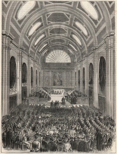 Paris, Palais de Justice - La salle des pas perdus pendant une cérémonie officielle - Gravure dans « Tableau-de-Paris » par Edmond Texier 1852 - French School