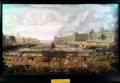 Paris, Vue du Pont-Neuf, du Palais du Louvre et du Collège des Quatre Nations vers 1680 - French School