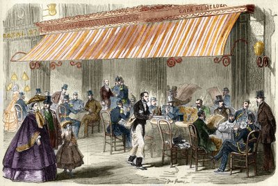 Paris au XIXe siècle. Le boulevard des Italiens en 1859 : devant le café Helder à cinq heures du soir - French School