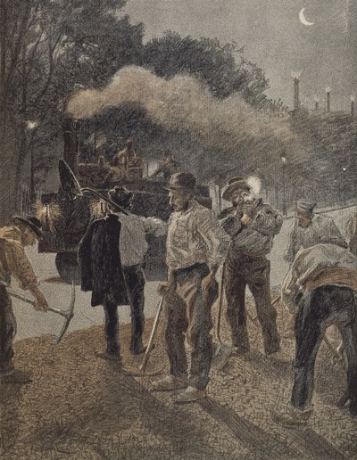 Paris, travail de nuit, fin du XIXe siècle - French School